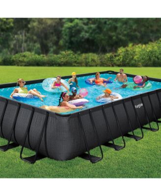 24'x12'x52" Oasis Rectangle Outdoor Above Ground Swimming Pool, Black