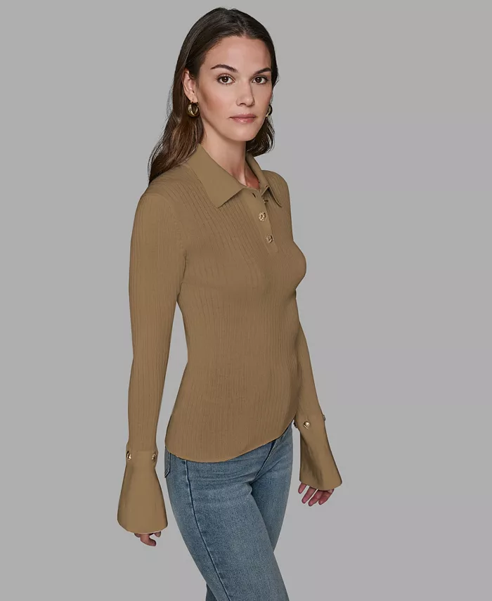Women's Contrast Collared Sweater - thumbnail 7