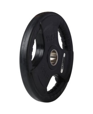 35 Pound Olympic Rubber Coated Weight Plate w/Tri Grip Handle, Black