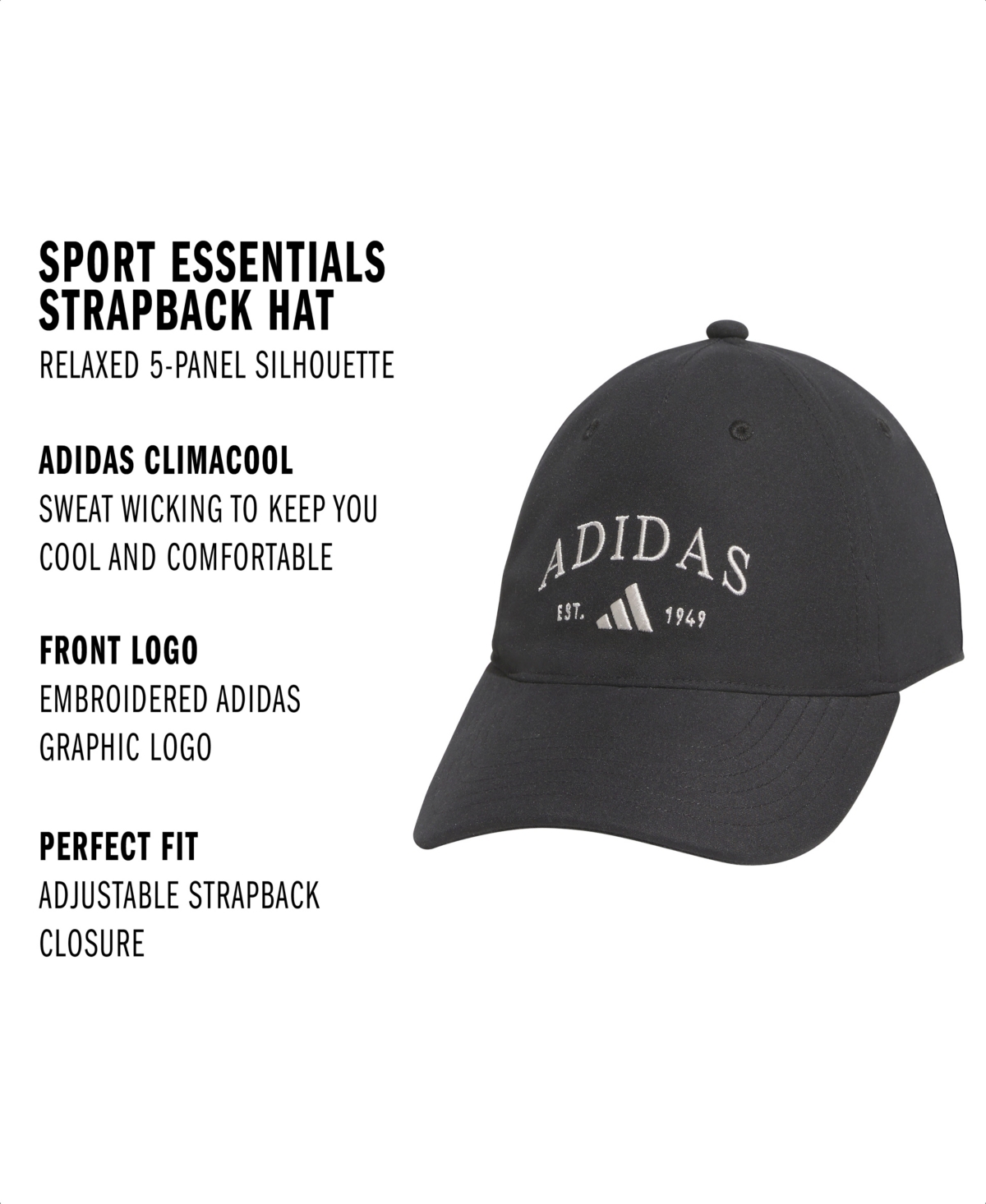 Adidas Originals Women's Sport Essentials Strapback Hat In Black