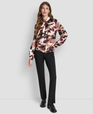 Petite Necktie Long-Sleeve Top