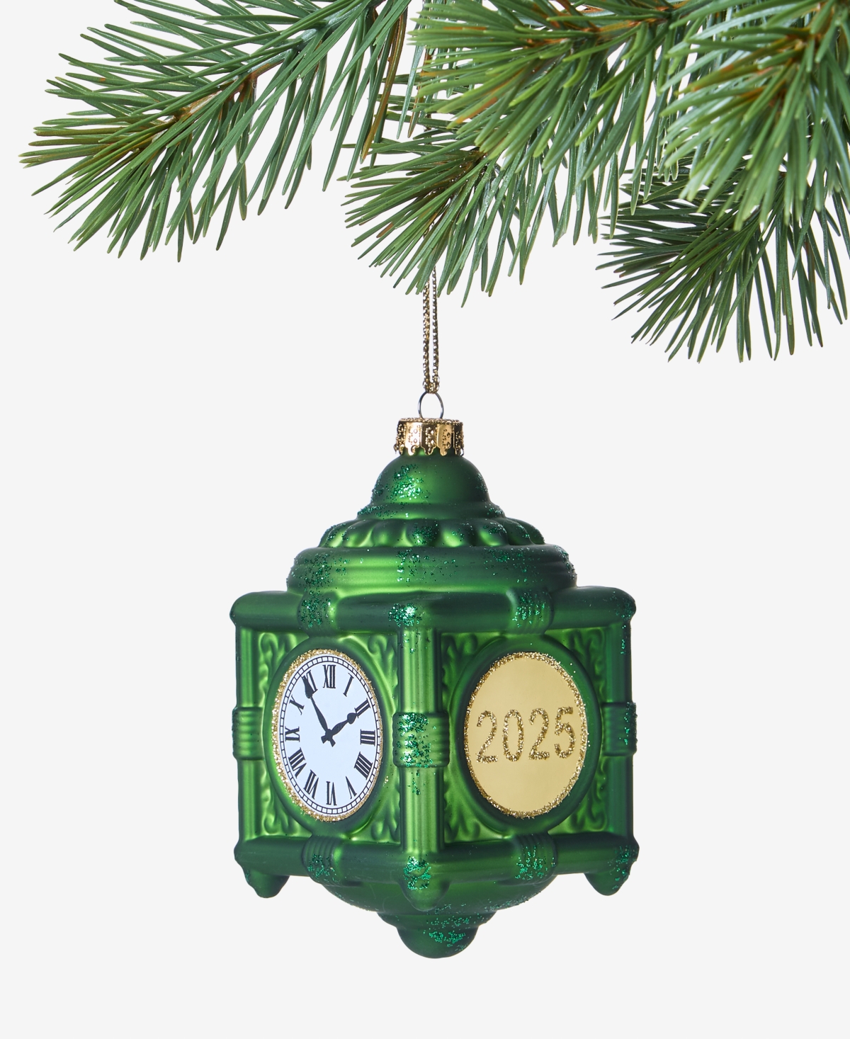 Holiday Lane Marshall Fields Green Clock Ornament, Macy's Exclusive
