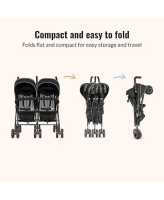 Baby Volgo Twin Umbrella Stroller, Black