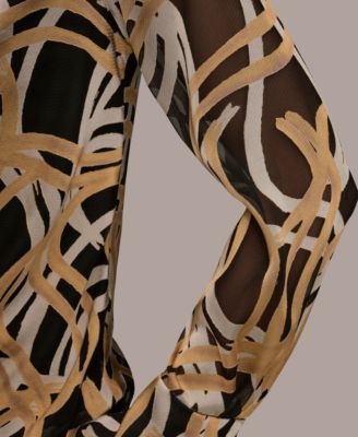 Women's Long Sleeve Burnout Cowl Neck Top, Regular & Petite