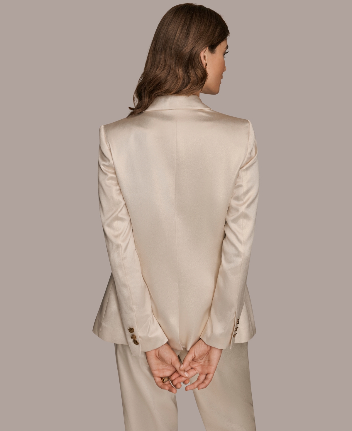 Donna Karan New York Satin One-button Blazer In White