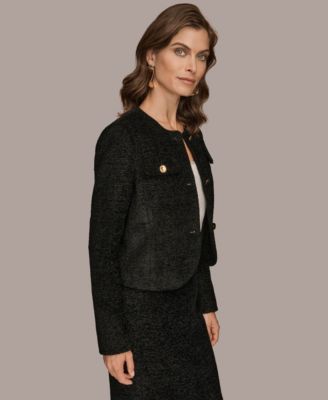 Women's Novelty Button Front Cropped Jacket, Regular & Petites