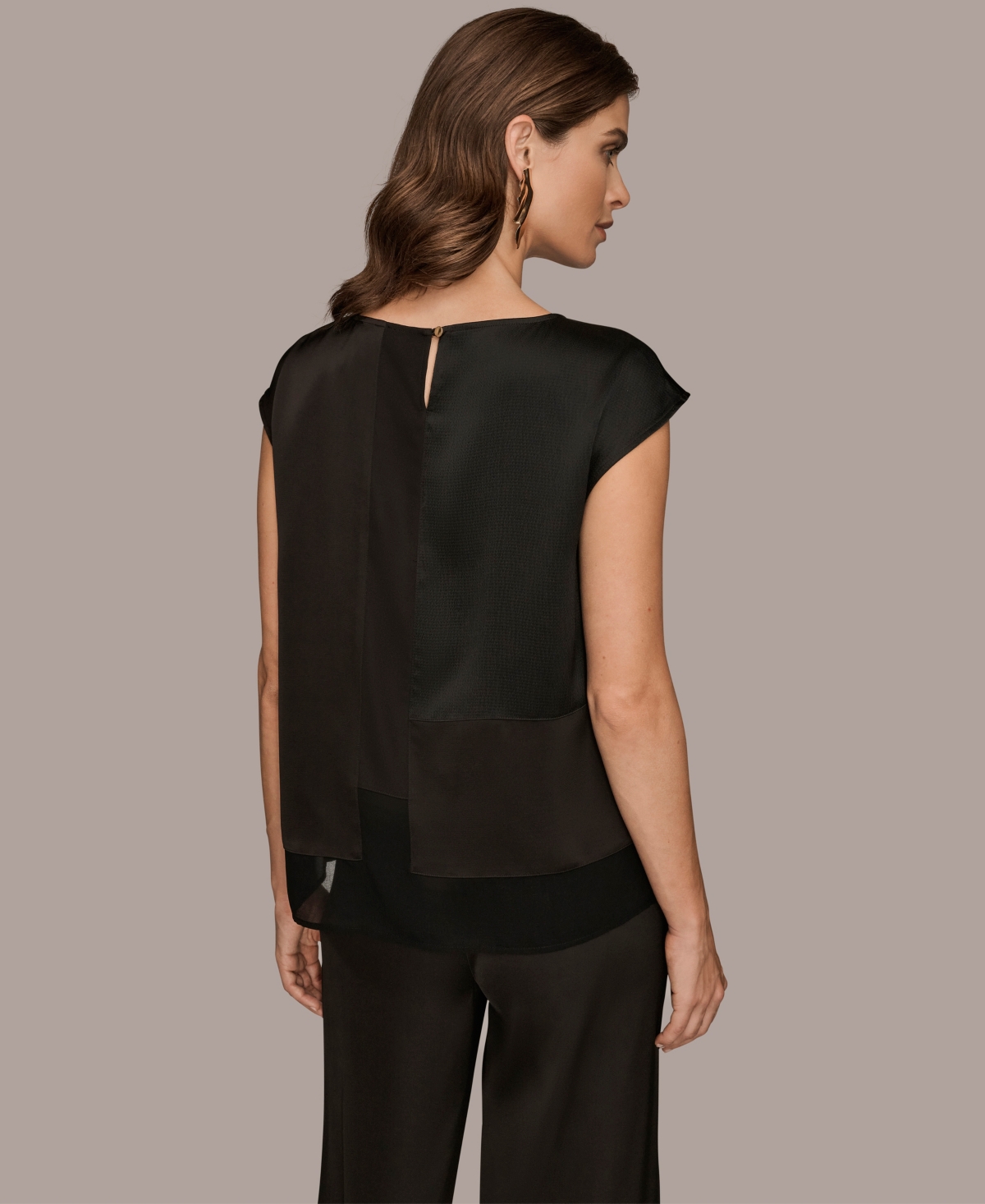 Donna Karan New York Women's Cap Sleeve Scoop Neck Top
