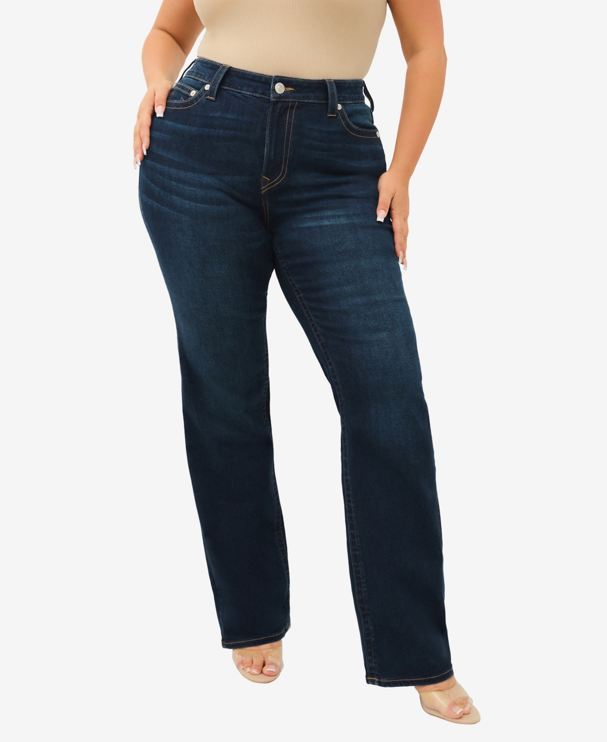 True Religion Plus Size Billie Straight Mid Rise Jeans