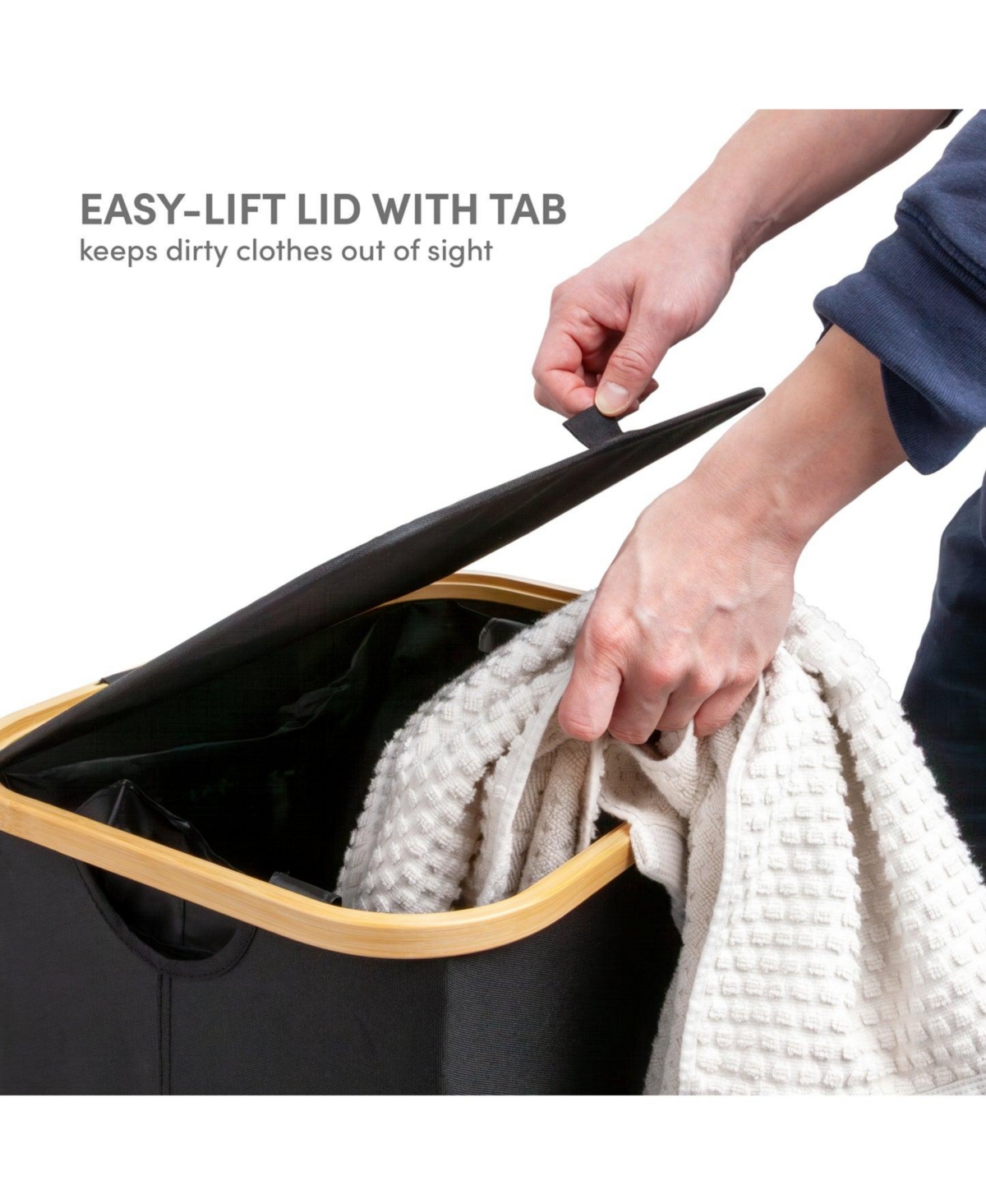 Qualiazero 87L Single Hamper with Removable Bag - Black