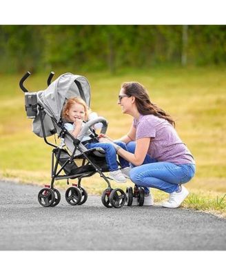 Vista Moonwalk Stroller with Compact Fold & Canopy in Light Gray