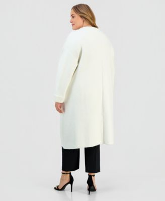 Plus Size Front Pocket Long Cardigan