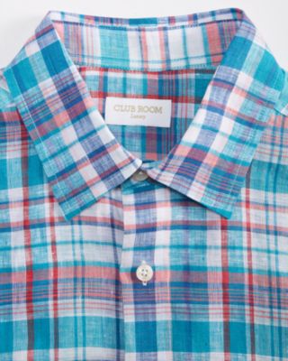 Men's Fox Plaid Long-Sleeve Button-Up Linen Shirt, Macy's Exclusive