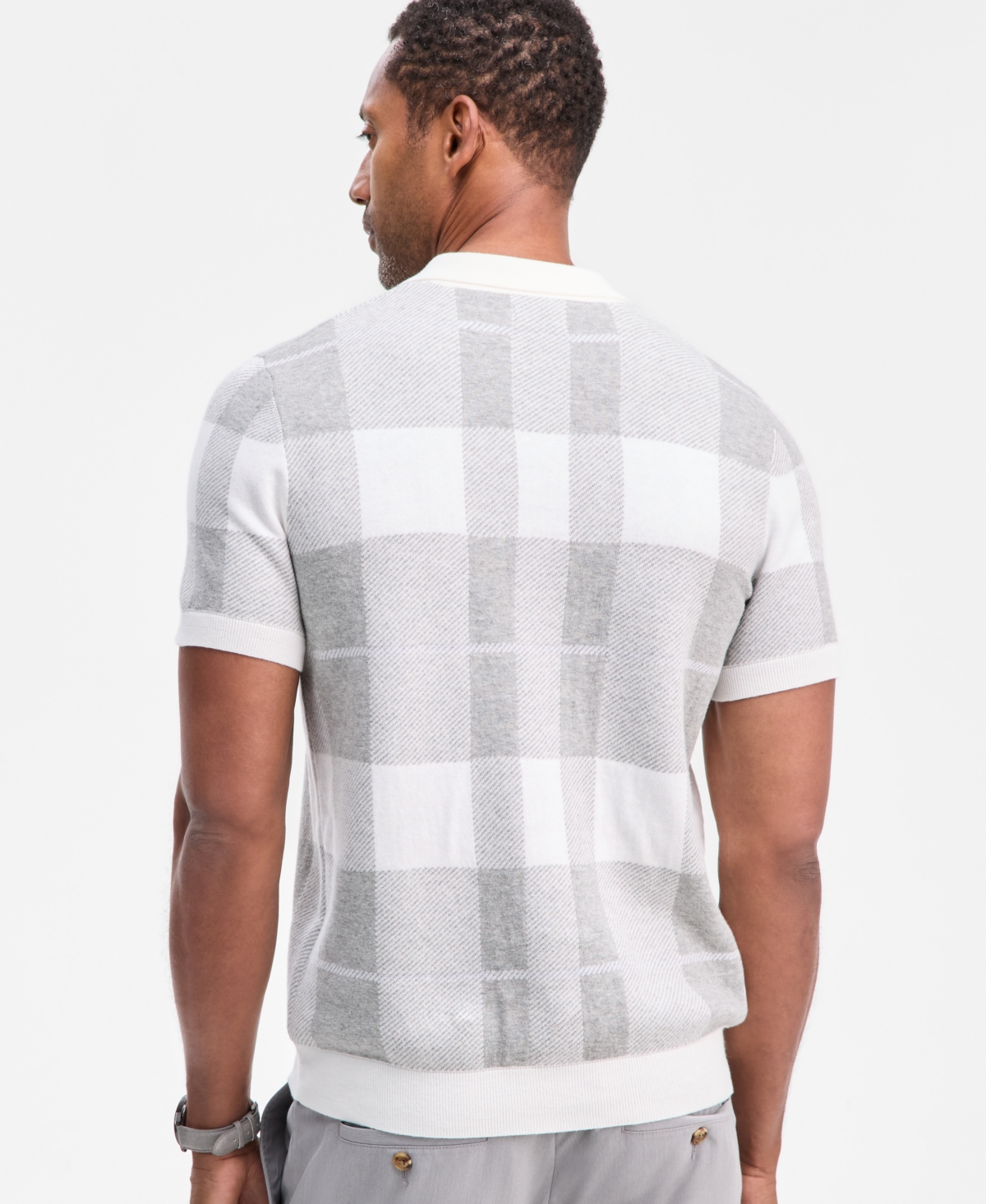 Club Room Men's Cotton Plaid Short-Sleeve Polo Sweater, Macy's Exclusive