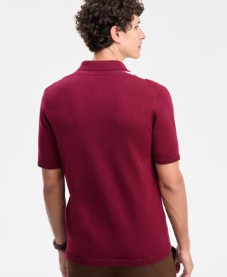 Men's Cotton Striped Button Polo Sweater