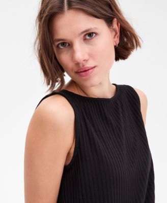 Women's Sleeveless Boat Neck Rib Knit Top