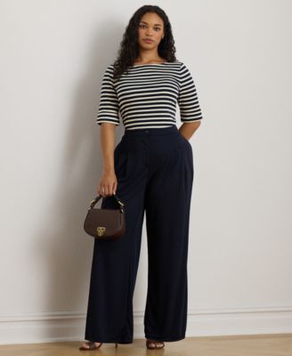 Plus Size Striped Boat Neck T-Shirt