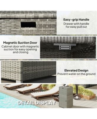 Outdoor Towel Rack Cabinet with Storage Shelves and Rolling Wardrobe Locker