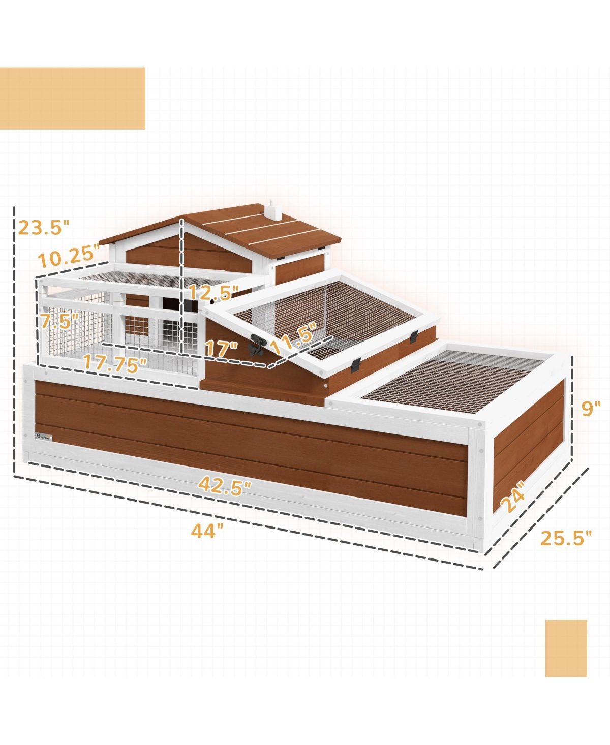 PawHut Wooden Tortoise Habitat, Enclosure Reptile Cage w/ Tray