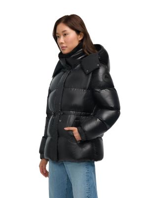 Women’s Halo Puffer with Removable Hood and Faux Sherpa Bib