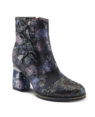 Spring Step Carre Women's Booties with Laser-Cut Detail
