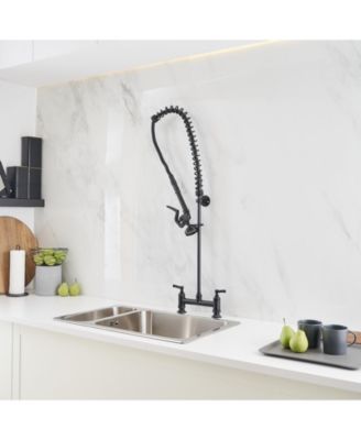 Commercial Restaurant Pull Down 2-Handle Wall Mount Pre-Rinse Spray Utility Kitchen Faucet