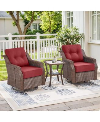 Farmhouse Outdoor Wicker Swivel Glide Chair Set with 6" Thickness Cushions