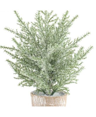 Premium Quality Potted Icy Pine Tree Set - Pack of 6 Lifelike 12" Artificial Trees for Winter and Holiday Decor