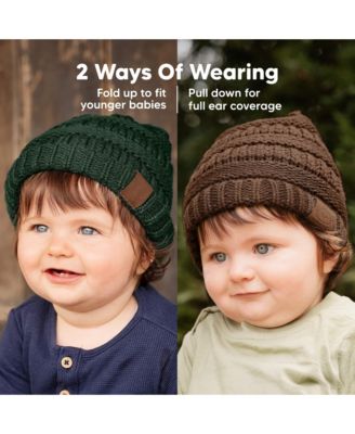 3pk Warmzy Baby Beanies, 0-36 months Baby Hats, Baby Winter Hat for Newborn, Infant, Toddlers, Boys, Girls