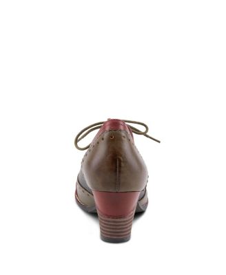 Women s Bardot Hand-Painted Leather Oxford Shoes and Lace-Up Derby Style Pumps