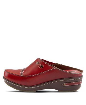 Spring Step Chino Backless Wedge with Hand-Painted Leather