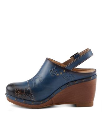 L’Artiste Women’s LOVEYA Handpainted Leather Slingback Wedge Sandals with Adjustable Buckle and Padded Insole