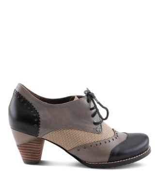 L Artiste Women s Bardot Hand-Painted Leather Oxford Shoes and Lace-Up Derby Style Pumps