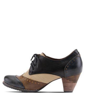 L Artiste Women s Bardot Hand-Painted Leather Oxford Shoes and Lace-Up Derby Style Pumps