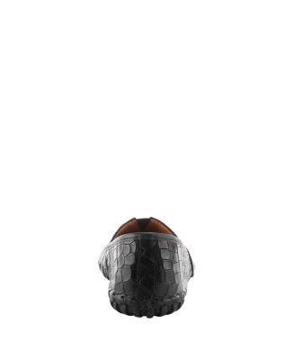 Kathaleta-Croco Leather Slip-On Comfort Flats with Arch Support & Removable Insole