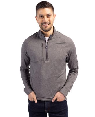 Men's Cutter and Buck Adapt Eco Knit Heather Quarter Zip Pullover