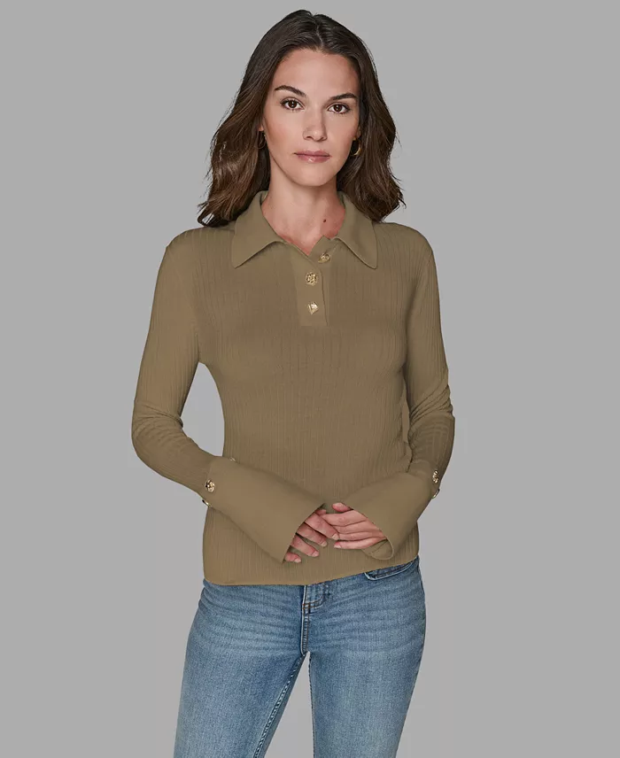 Women's Contrast Collared Sweater - thumbnail 6
