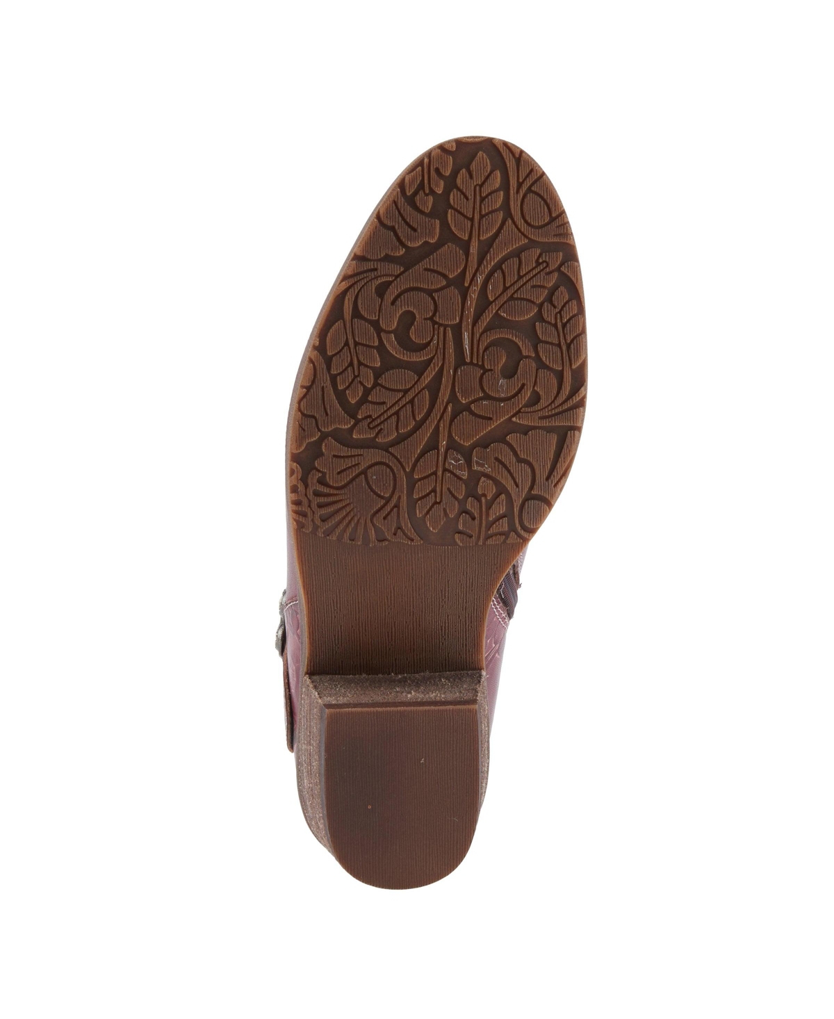 L'Artiste Women's Daintylady Western Ankle Boots with Hand-Painted Floral Embossing, Studded Belt Detail, Side Zipper, and 2¼" Heel –