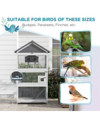 Wooden Bird Aviary with Slide-Out Tray, Birdhouse, Ladder, Perches