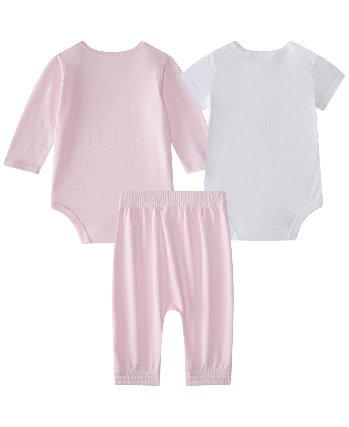 adidas Baby Girls' Logo Bodysuits and Pants, 3-Piece Set, цвет: Розовый / Белый — фото 2