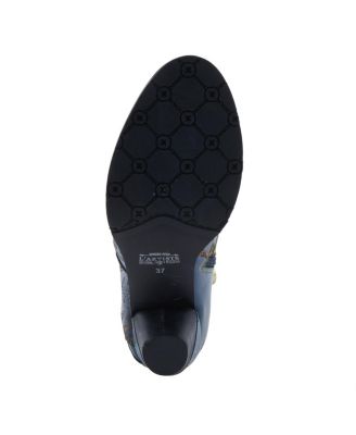 Women's Niobe Leather Ankle Boots – Burnished, Gold Studs, Etched Design, Inside Zip & Rainbow Stitching