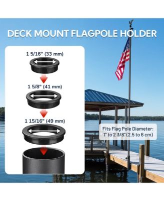 Universal Flag Pole Holder Deck Mount Bracket for Outside Fit 1" to 2 3/8" Pole