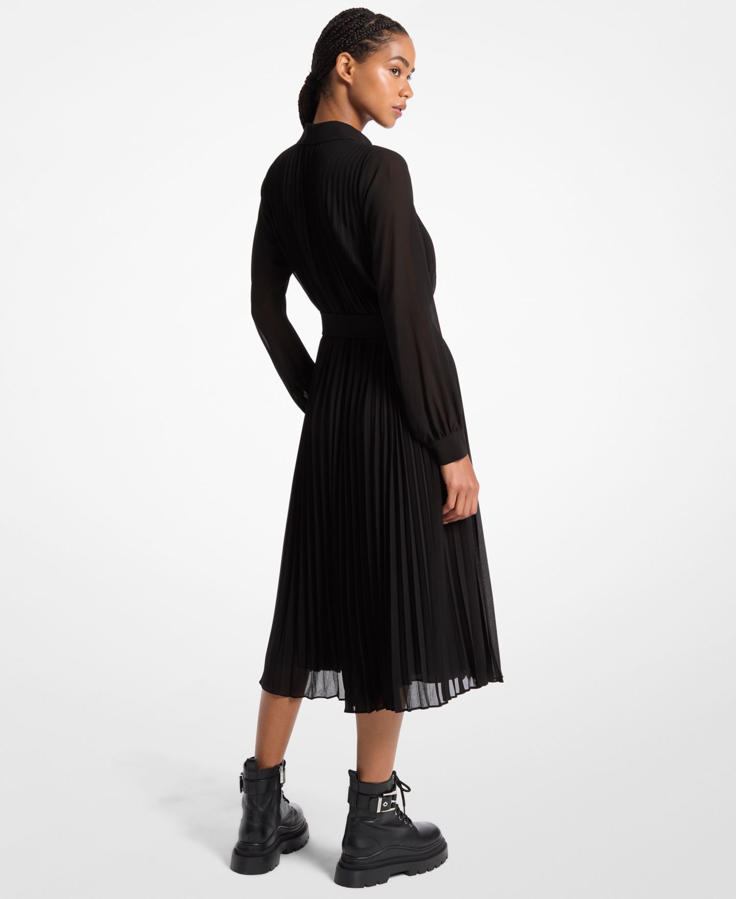Женское платье Michael Kors Pleated Shirt Dress, цвет: Чёрный — фото 3