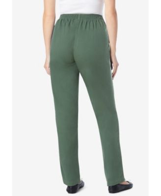 Women's Plus Size Petite Straight-Leg All-Cotton Denim Pull-On 7-Day Elastic-Waist Jeans