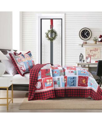 Bedding Festive Christmas 3-Piece Quilt Bedspread Set, King