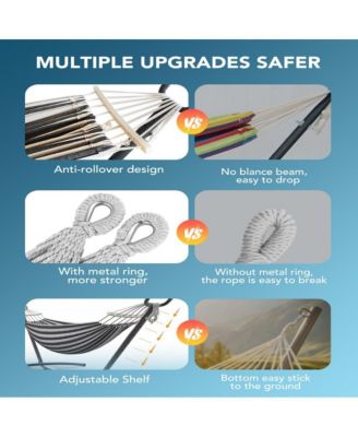 Heavy-Duty Steel Stand Double Hammock: Portable, Easy Assembly, 600lbs Capacity – Fit for Indoor/Yard/Camping/Outdoor