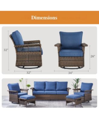 SeagullWing 2-Person Swivel Glider Wicker Outdoor Glider with Olefin Cushion Patio Swivel Chairs