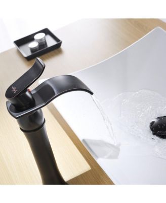 Waterfall Single Hole Single-Handle Vessel Bathroom Faucet With Pop-up Drain Assembly in Oil Rubbed Bronze