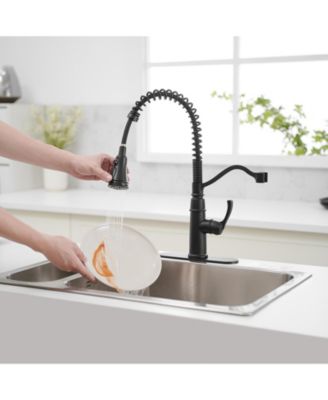 Single-Handle Pull-Down Sprayer 3 Spray High Arc Kitchen Faucet With Deck Plate