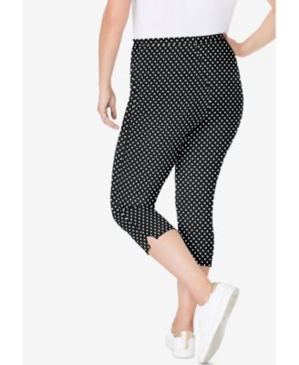 Plus Size Within Stretch-Cotton Knit Pull-On Printed Capri Leggings