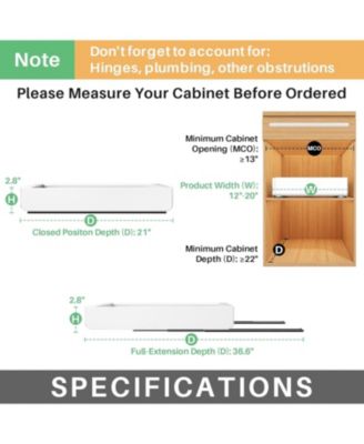 Pull out Cabinet Organizer, Expandable(12&amp;quot;-20&amp;quot;) Heavy Duty Slide out Drawers Fixed with Adhesive Nano Film for Pots, Roll out Shelf Storage for Kitchen Base Cabinet Organization(White)